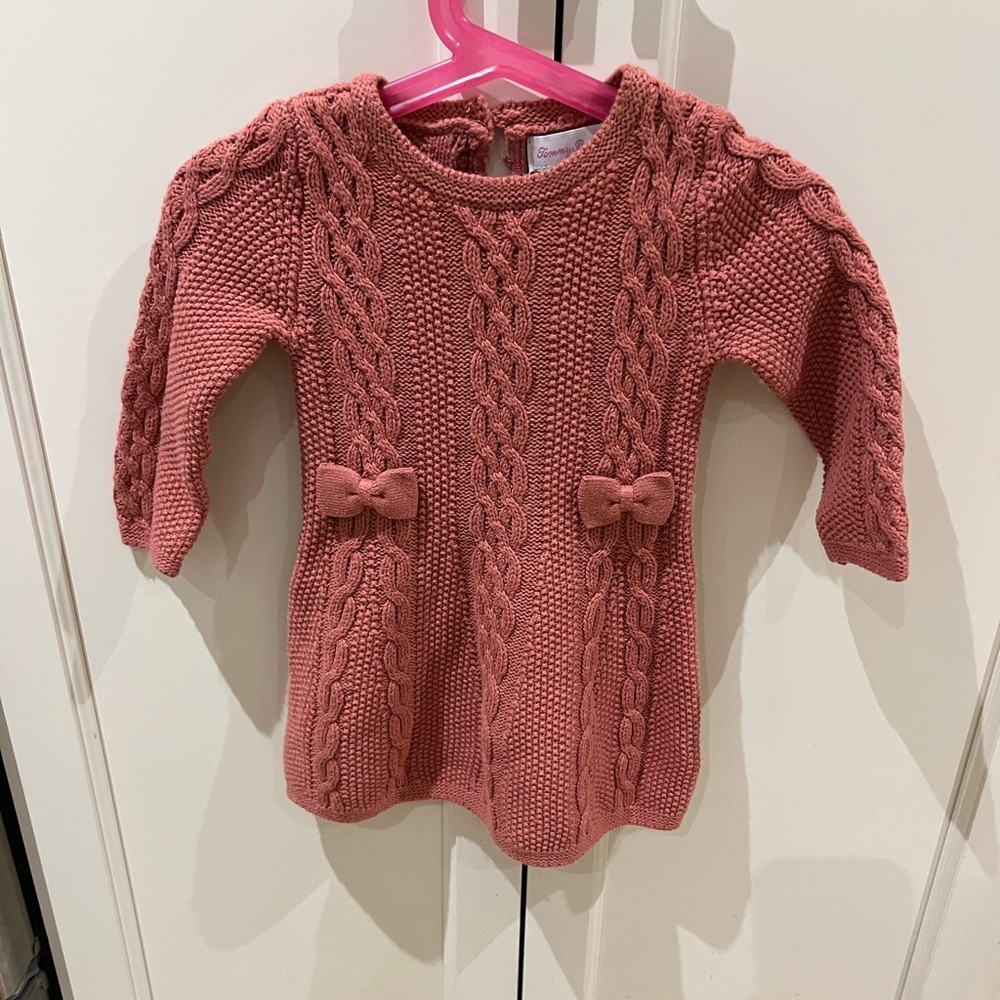 Tommy Bahama 12m Pink bow Cable Knit Sweater Dress